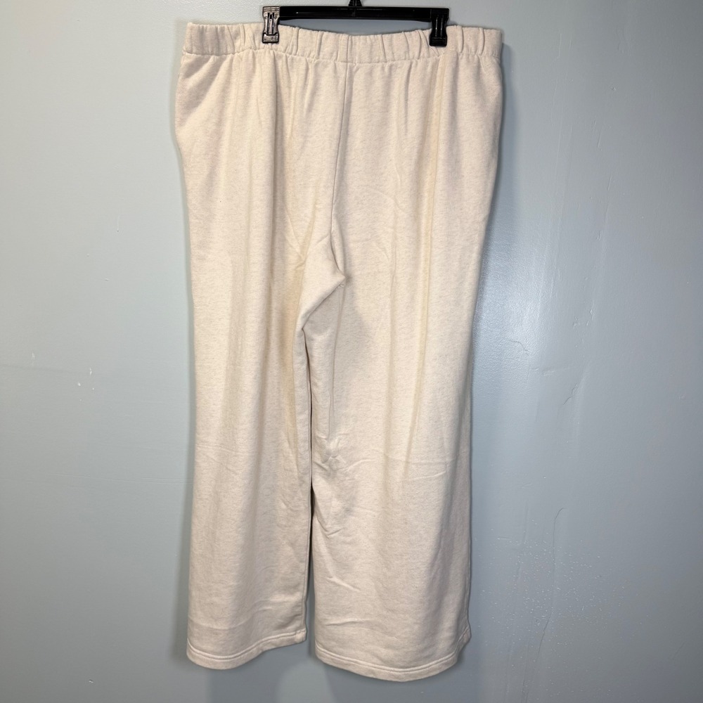 Aerie Wide Leg Sweatpants Cream Heather High Waisted Fleece Lounge Pants XXL NWT - Picture 3 of 6